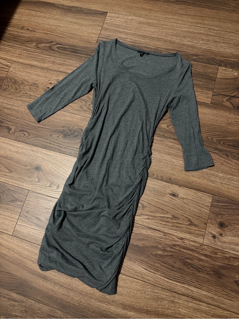 Women’s Gray Ruched Dress - Classic Scoop Neck